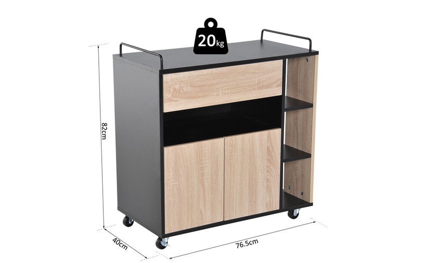 Image 7: HomCom Kitchen Trolley Cart