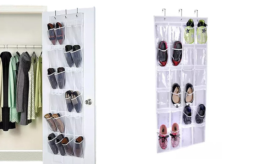 Image 3: 24-Pocket Shoe Organiser Rack Hanger