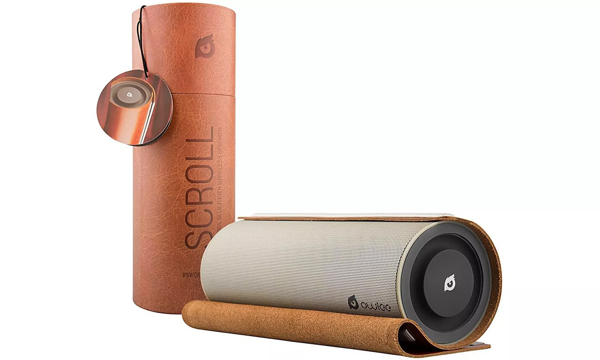 Owlee Scroll Portable Wireless Bluetooth Speaker with Genuine Leather - Primary Image