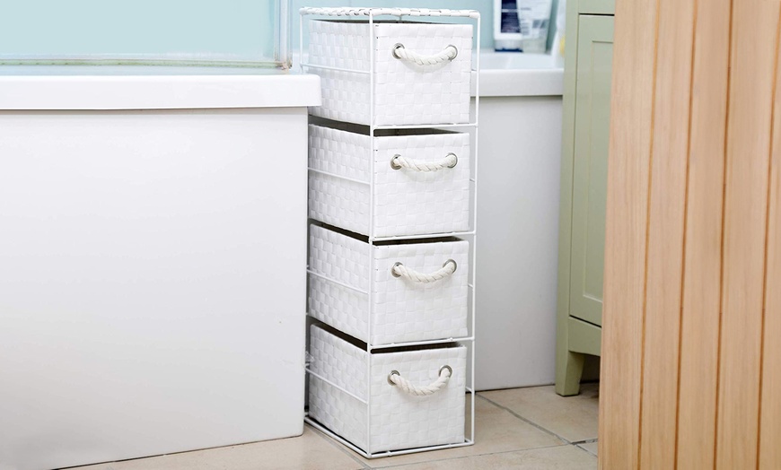 Image 1: 4-Drawer Storage Basket Cabinet