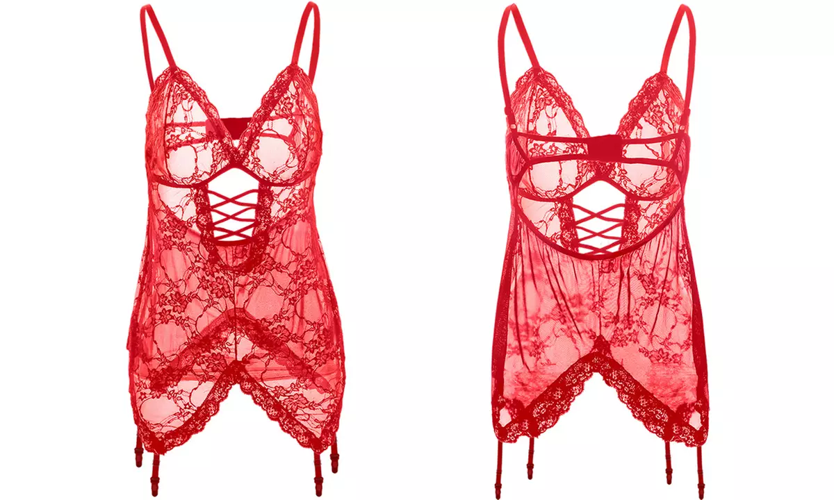 Ensemble body et string en dentelle avec accessoires - Second Medium