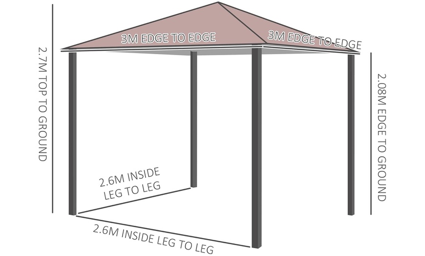 Image 9: Outsunny Outdoor Gazebo Canopy Shelter with Curtains