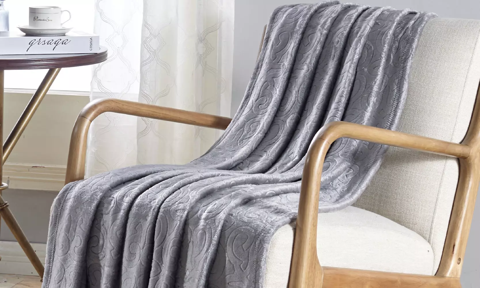 Luxury Home 50" x 60"  Soft Scroll-Embossed Throw Blanket - Second Medium