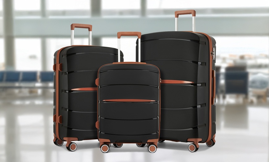 Image 2: 1 / 3x KONO kratzfester PP-Reisekoffer mit leisen Rollen & TSA-Schloss