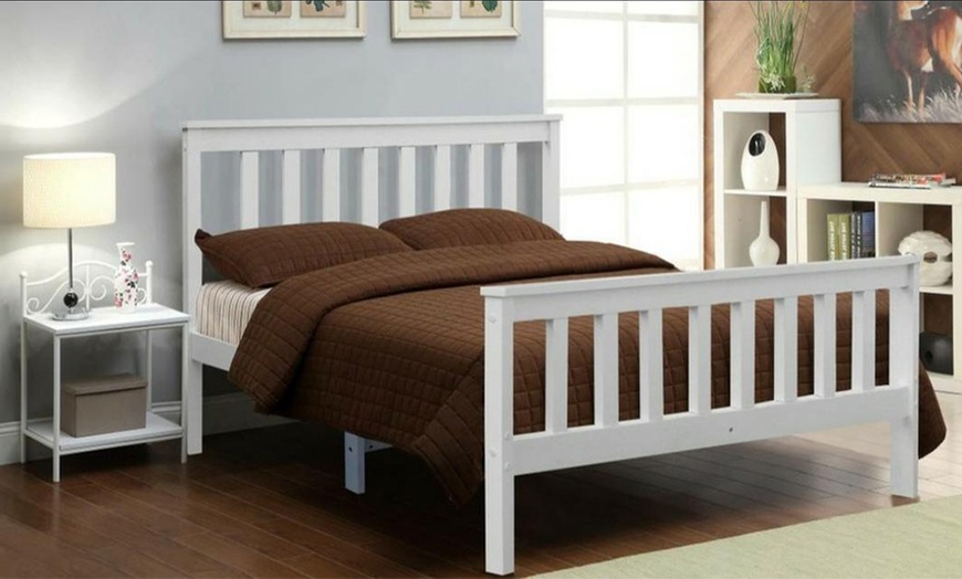 Image 2: Solid Pine Wood Bed Frame