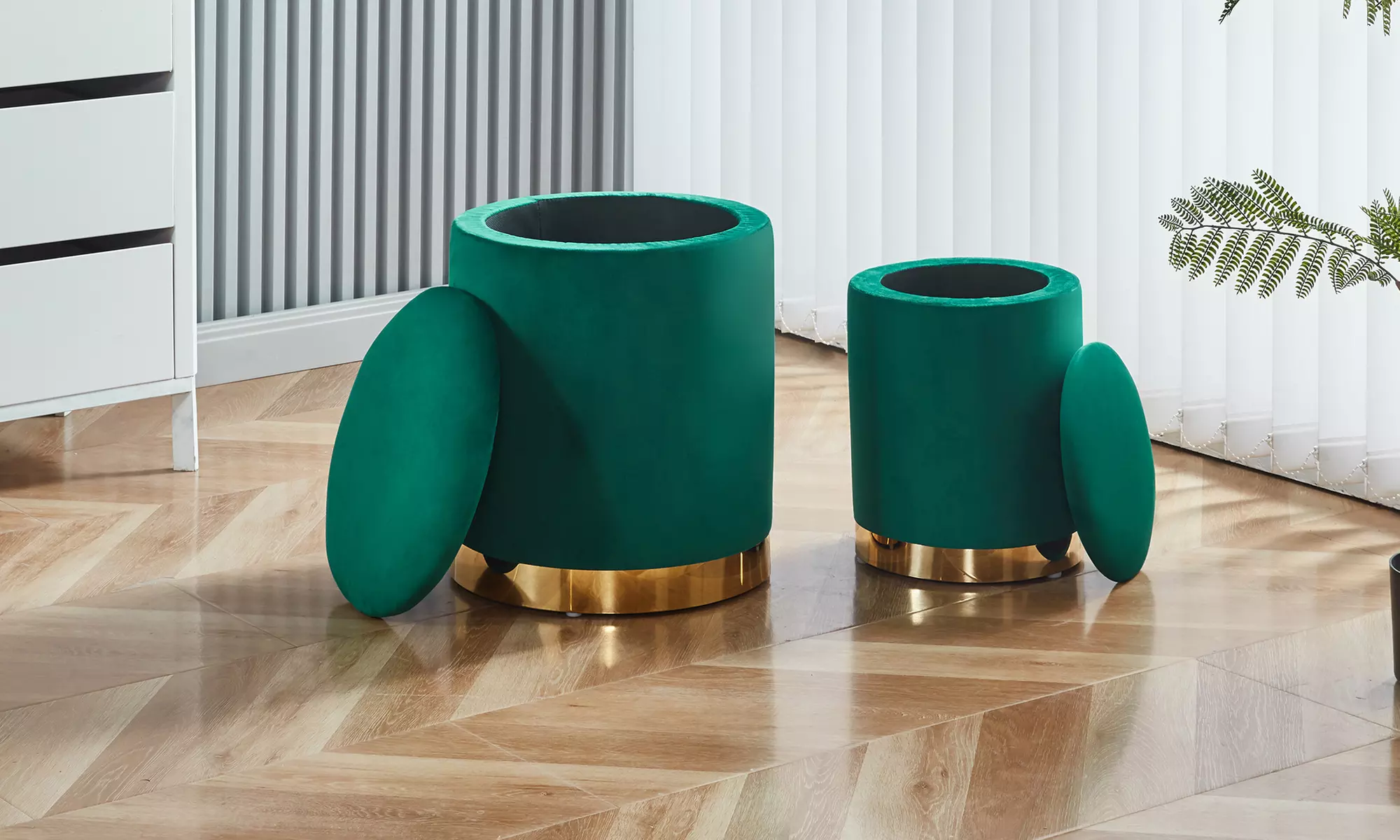 Juego 2 puffs de terciopelo