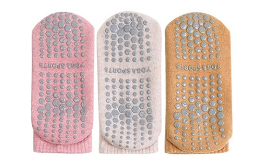 Image 19: One, Three or Six Pairs Non-Slip Socks With Grippers for Yoga