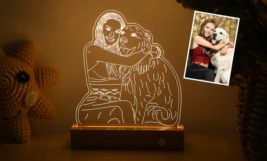 Image 2: Custom Wooden Base 3D Night Lamp With Personalized Photo