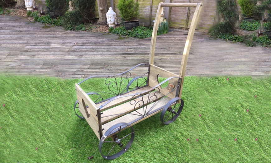 Image 2: Wooden Cart Planter