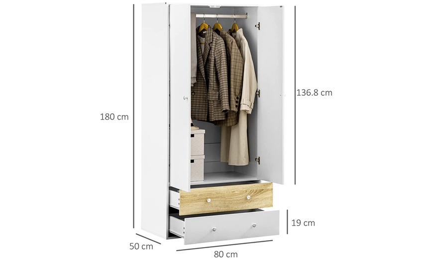 Image 5: HomCom Two-Door Wardrobe