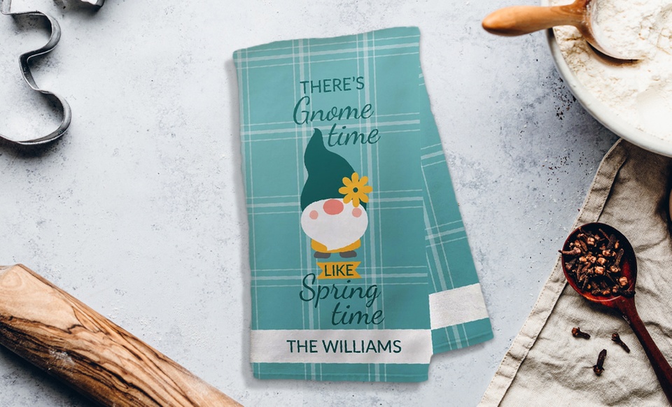 Custom kitchen dish towels with unique personalized designs