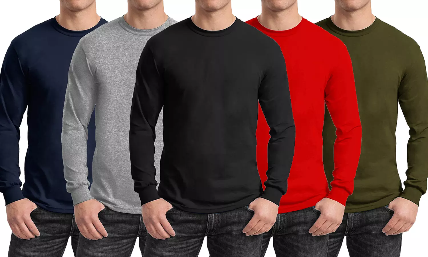 Galaxy By Harvic Men's Cotton-Blend Long Sleeve Crew Neck Tee (S-3XL) - Primary Image