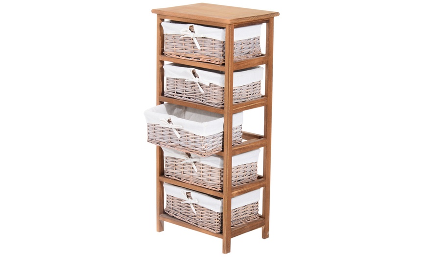 Image 16: HomCom Wicker Basket Drawers
