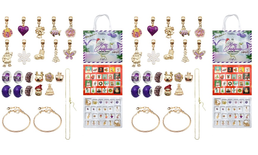 Image 4: One or Two Advent Jewellery Charm Sets with Bracelets and Necklace