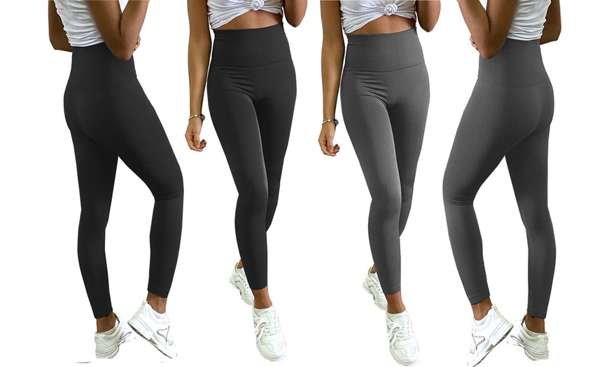 Image 5: High Waist Seamless Fleece Lined Leggings