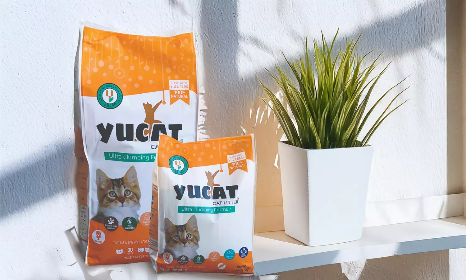 YUCAT Clumping Cat Litter, single ingredient, flushable