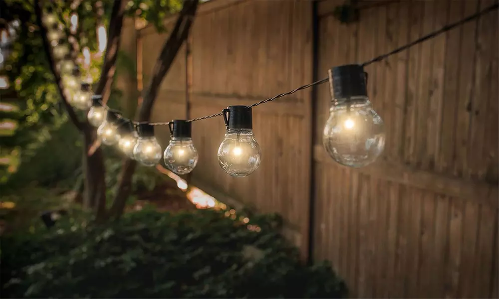 Up to Four Sets of Globrite Solar-Powered Retro-Style Bulb String Lights - Primary Image