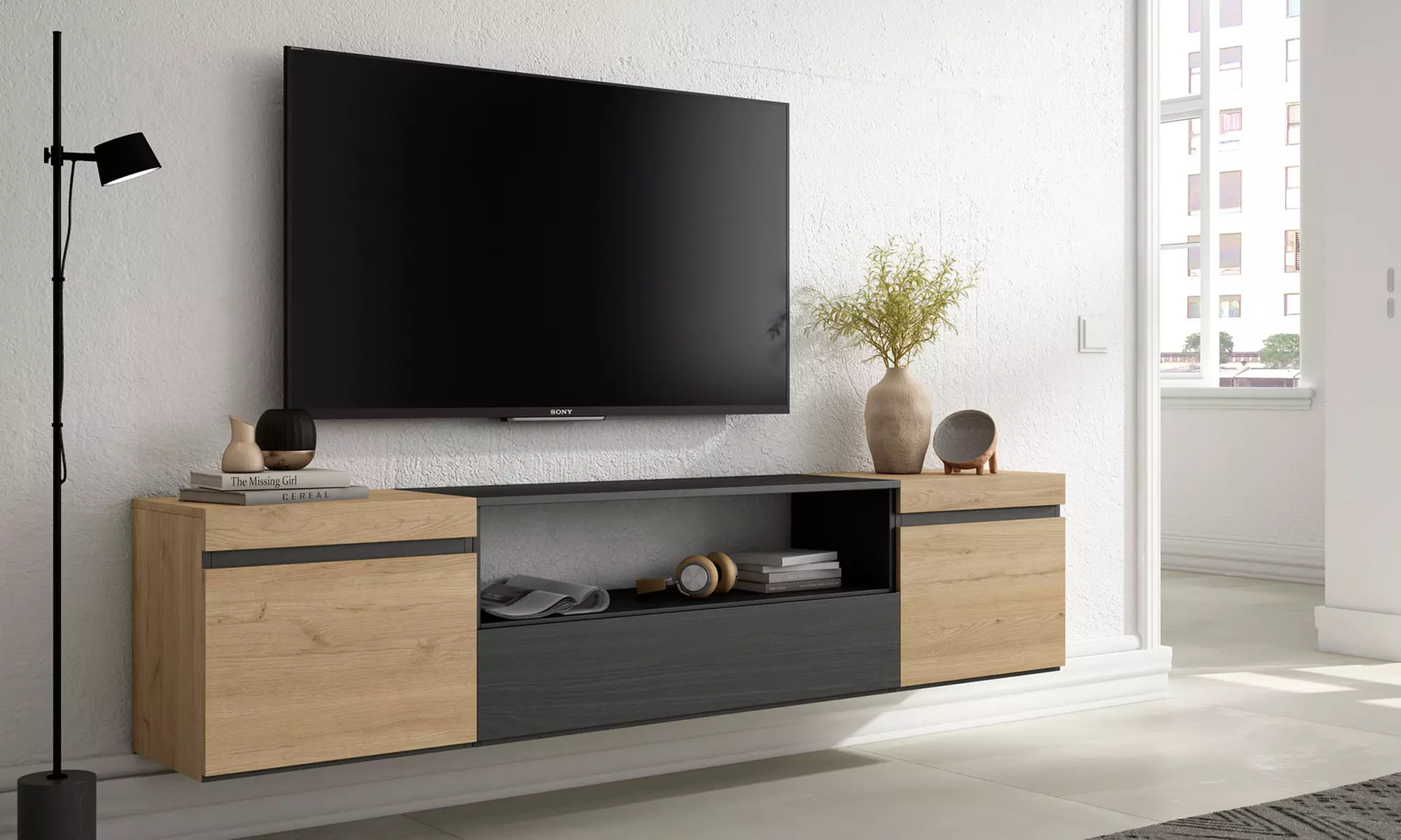 TV-Schrank mit/ohne LED-Elektrokamin