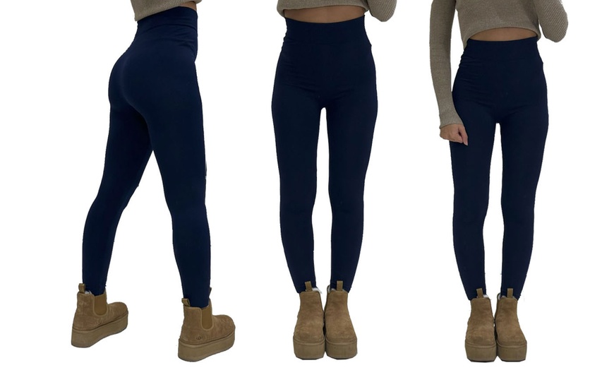 Image 15: High Waist Seamless Fleece Lined Leggings