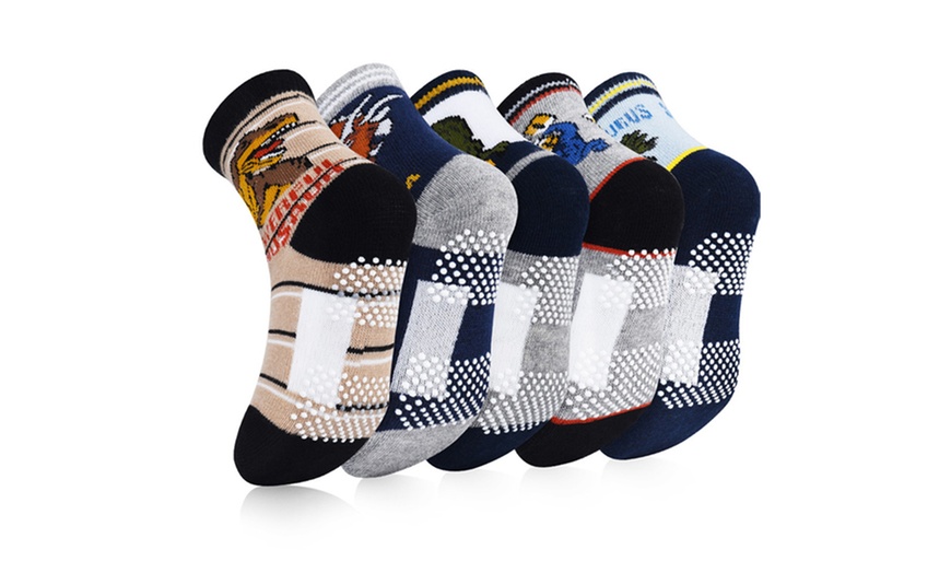 Image 3: Kids 5-Packs Non Slip Socks