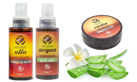 Abbronzanti per il corpo Setablu disponibili in acqua spray, crema abbronzante o olio idratante