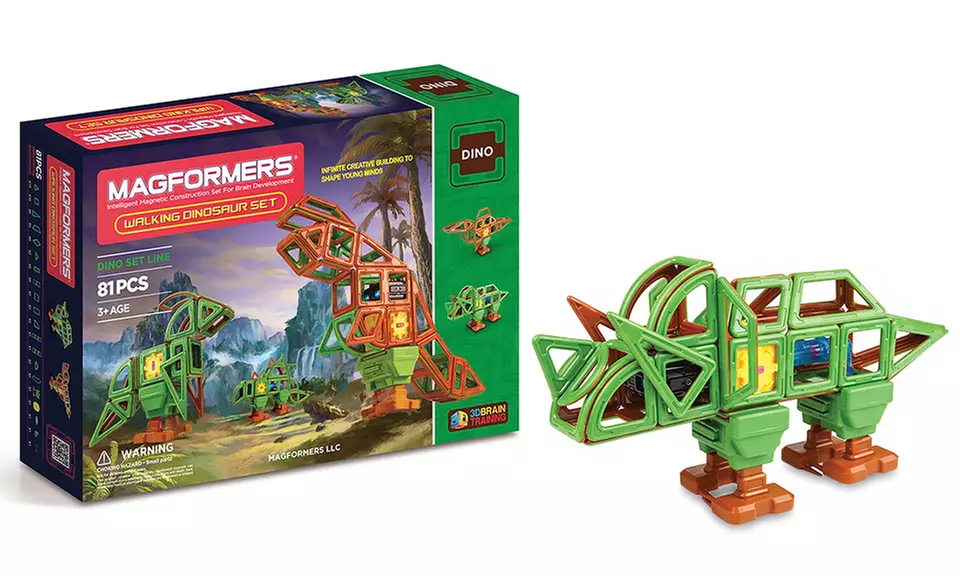 Magformers Magnetic Dinosaur Construction Sets (55 or 81-Piece) - Primary Image