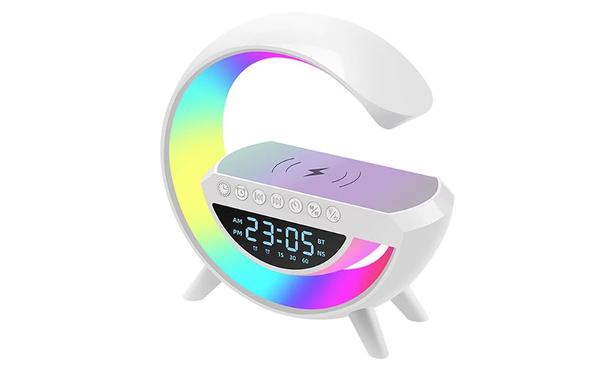 Image 4: 15W Wireless Charger Alarm Clock with Bluetooth Speaker