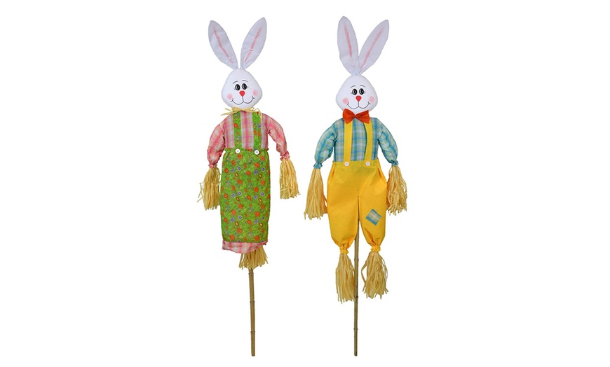 Image 1: Two Rabbit Garden Scarecrows