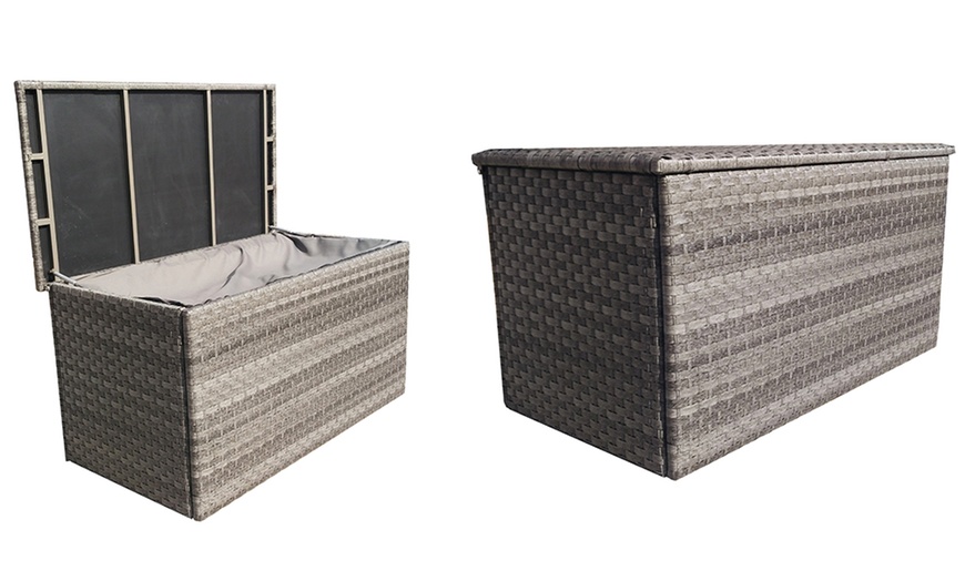 Image 2: Rattan-Effect Cushion Storage Box