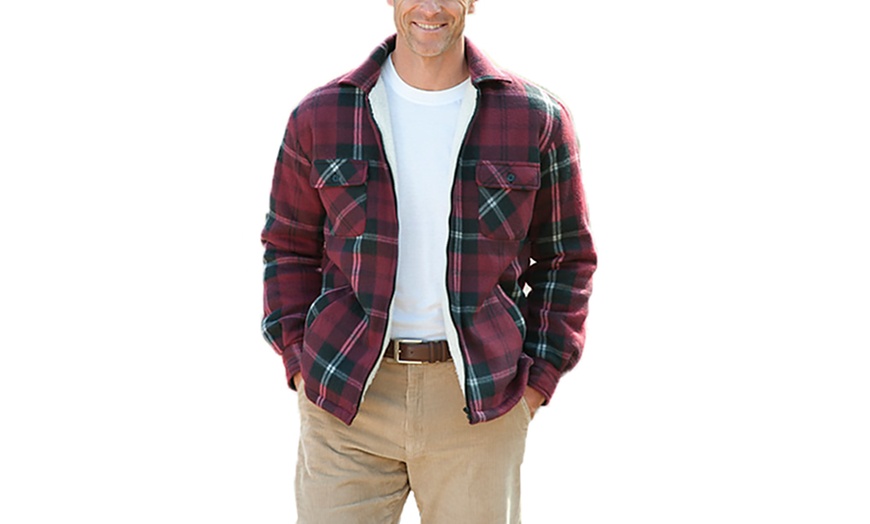 Image 3: Padded Fleece Lined Check Shacket