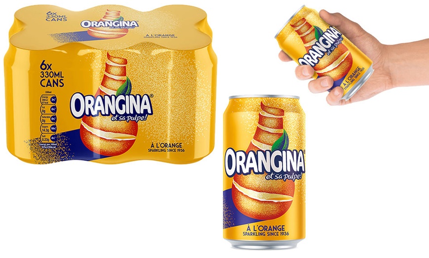 Image 3: 24 Orangina Can Sparkling Juice Drinks 330ml