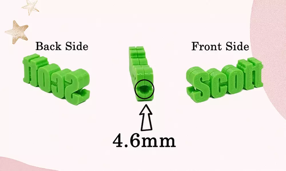 3er-Set personalisierbare 3D-Kabelclips mit Namen