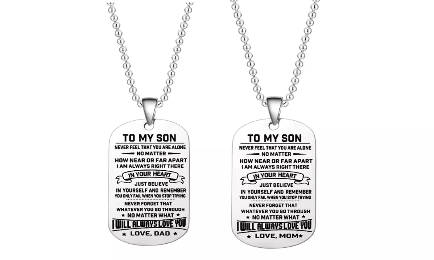 To My Son or To My Daughter Inspirational Silver-Plated Dog Tag Necklace - Primary Image