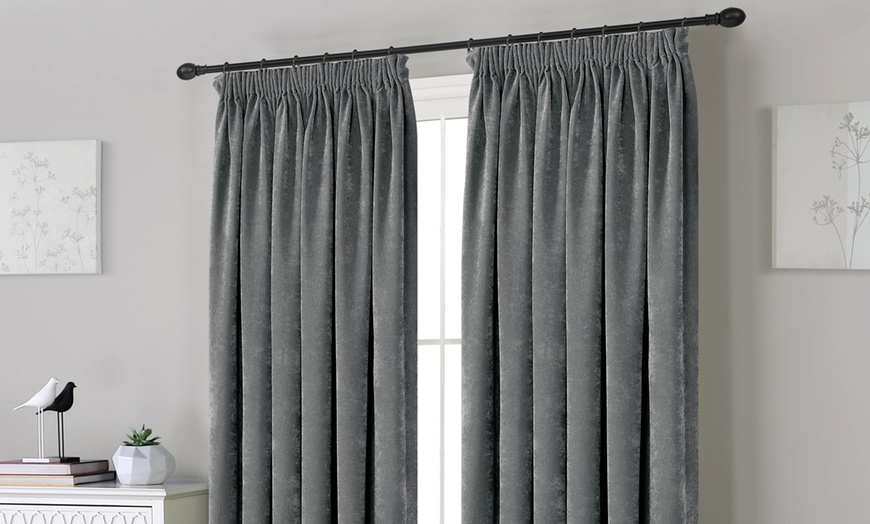 Image 1: Chenille Pencil Pleat Curtains