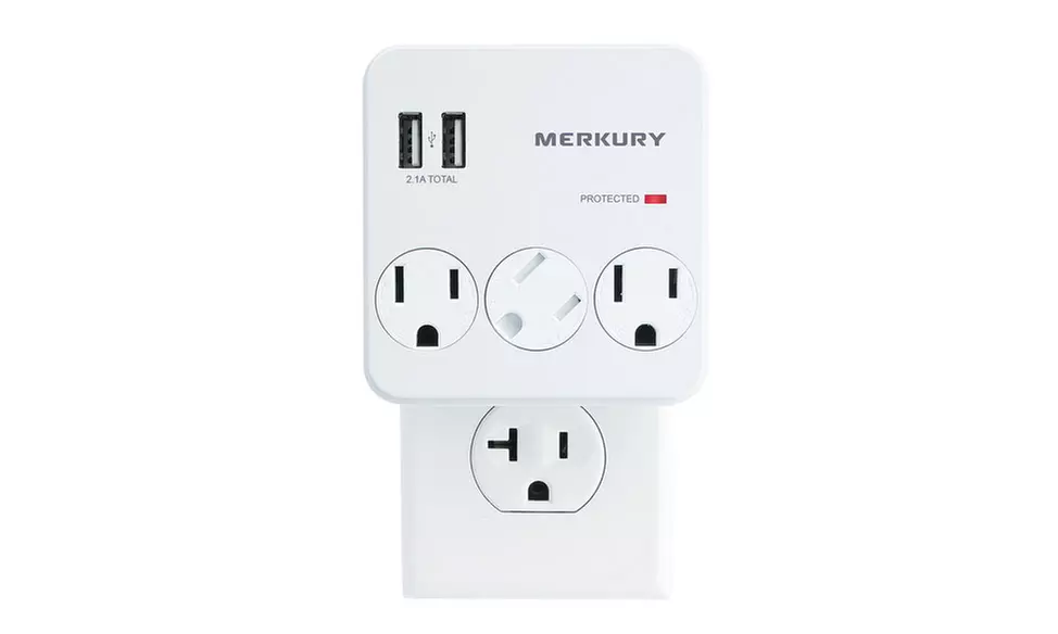Merkury Innovations 2.1A Surge Protector Wall Plates with 2 USB Ports and Safety Cover - Second Medium