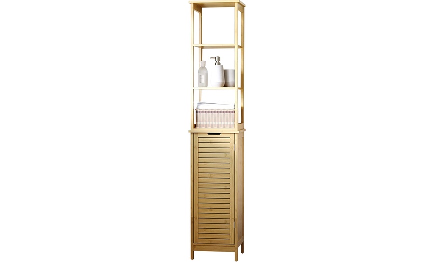 Image 16: HomCom Slim Tall Bathroom Cabinet