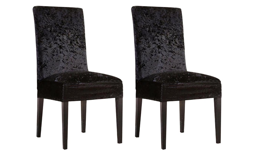 Image 11: Stretch Velvet Chair Covers