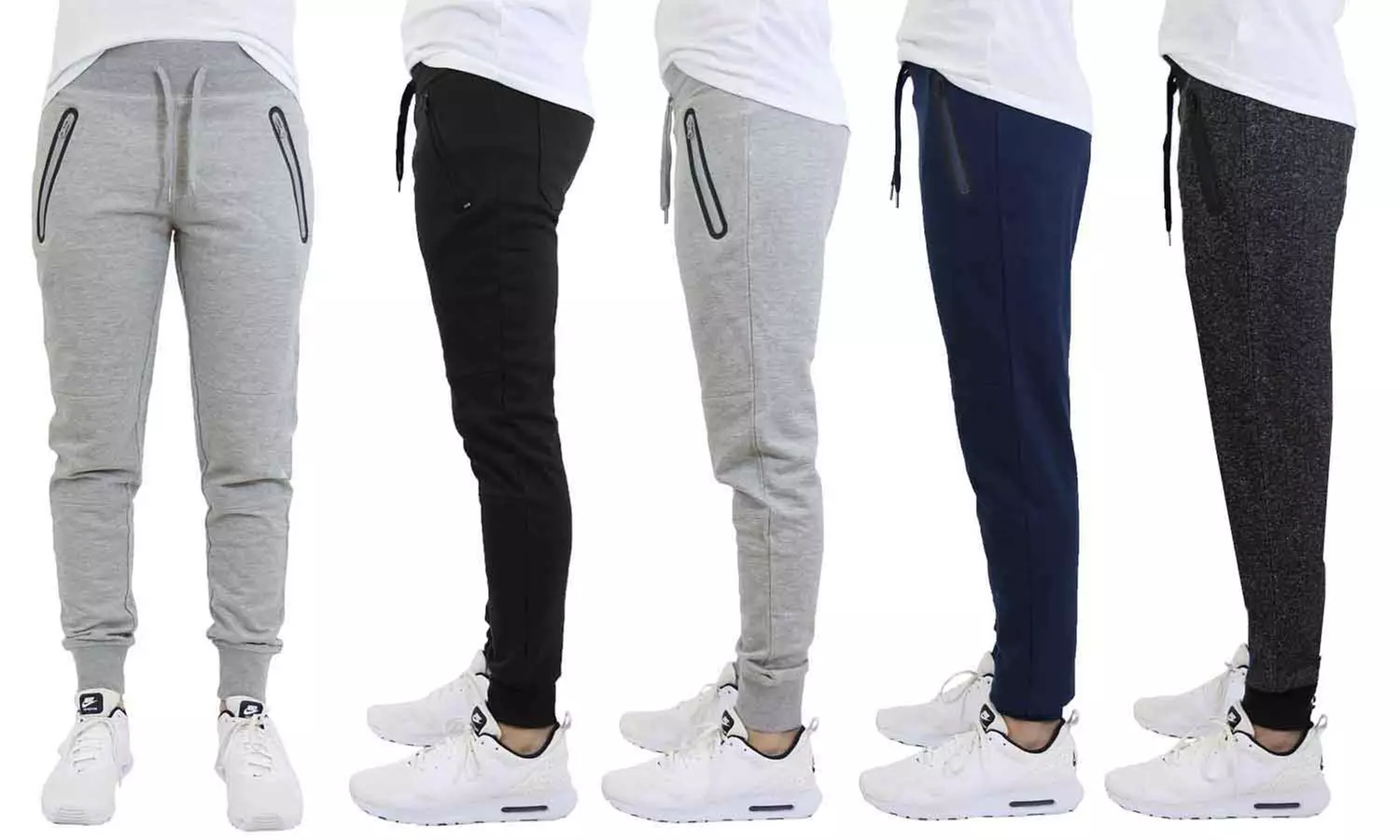 Men's French Terry Joggers with Zipper Pockets (3-Pack) - Primary Image