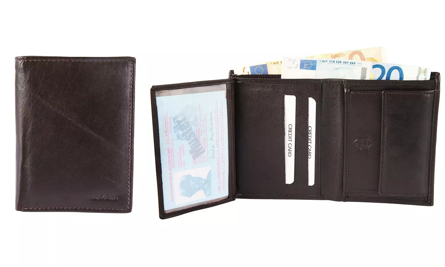 1x, 2x, oder 3x Herren- oder Unisex-Geldbörse aus Leder