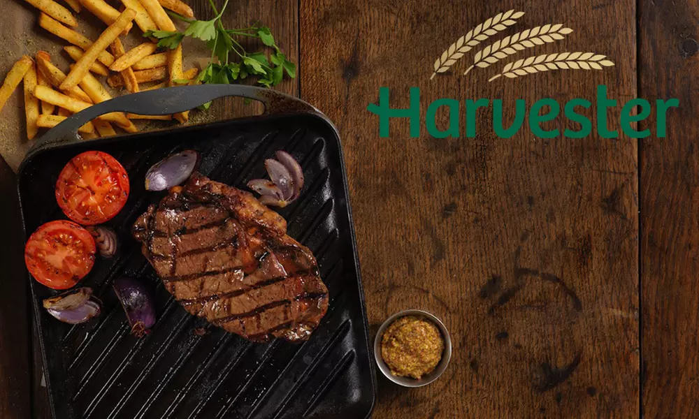Two-Course Steak, Ribs or Chicken Meal for Two at Harvester, Nationwide (Up to 51% Off) - Primary Image