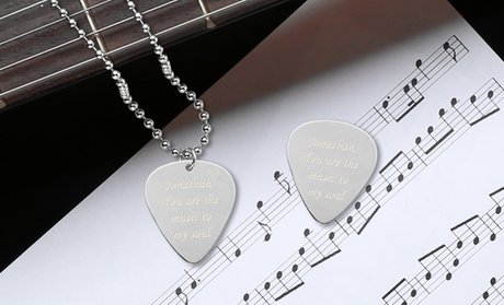 Personalized Guitar Pick and Matching Necklace from Monogram Online