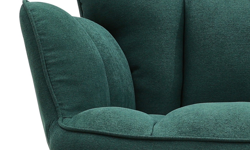 Image 5: Green Tufted Upholstered Rocking Chair