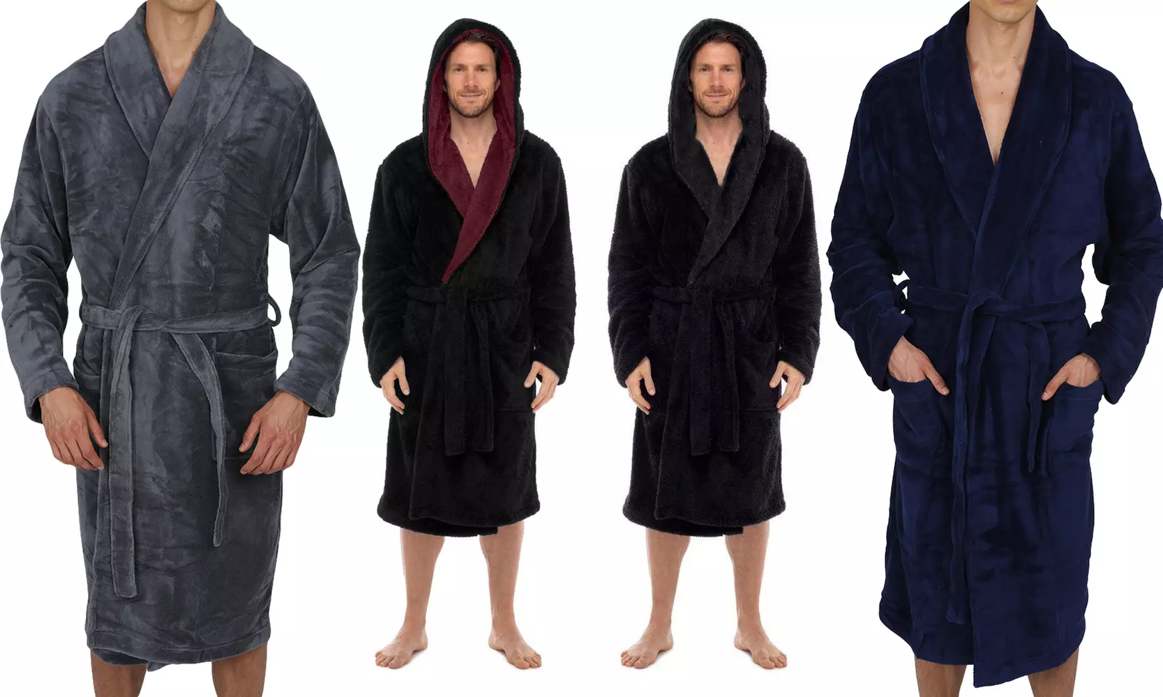 Regency New York Men's Fleece Robes With Hoods or Collars - Primary Image