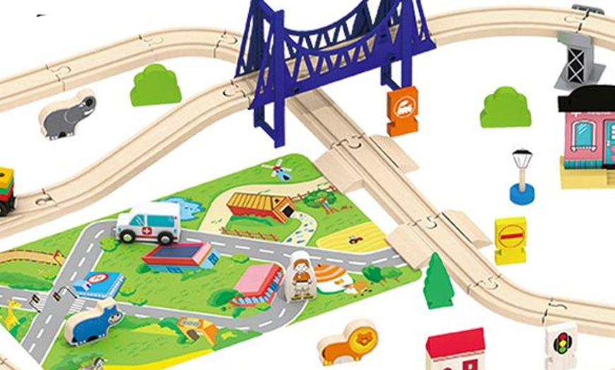 Image 3: Wooden Train Track Toy Set