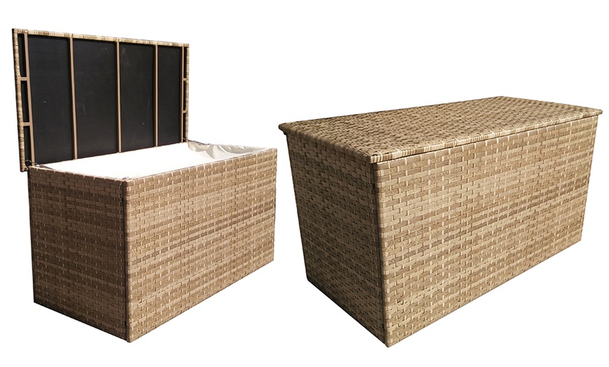 Image 3: Rattan-Effect Cushion Storage Box