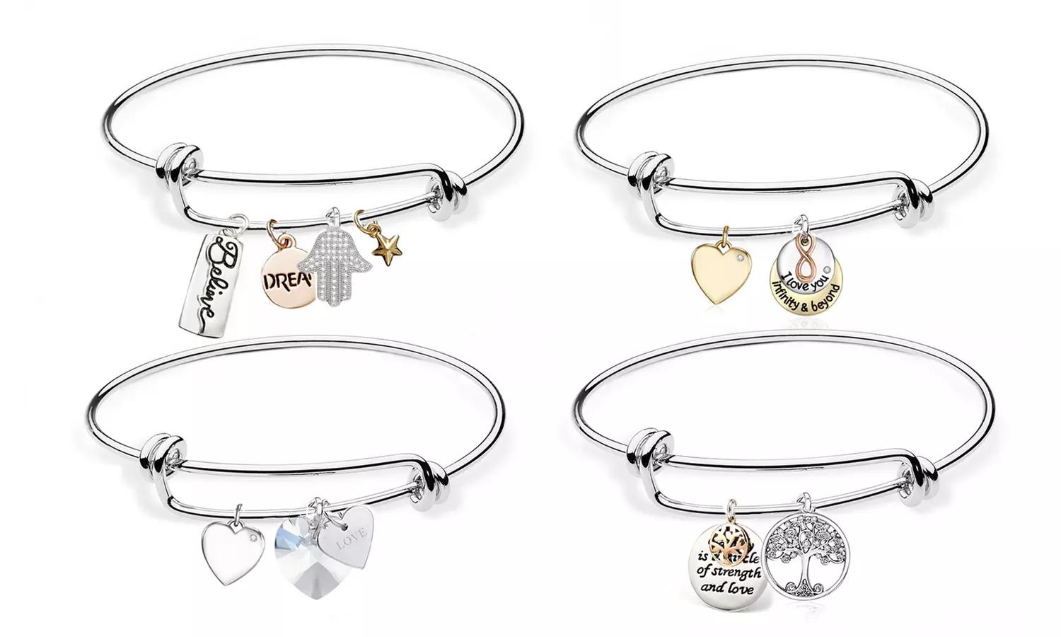 Brazalete con adornos y frases con cristales de Swarovski® - Primary Image