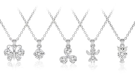 Preciosa Crystal Pendant Necklaces in 18K White Gold Plating (5-Pack)