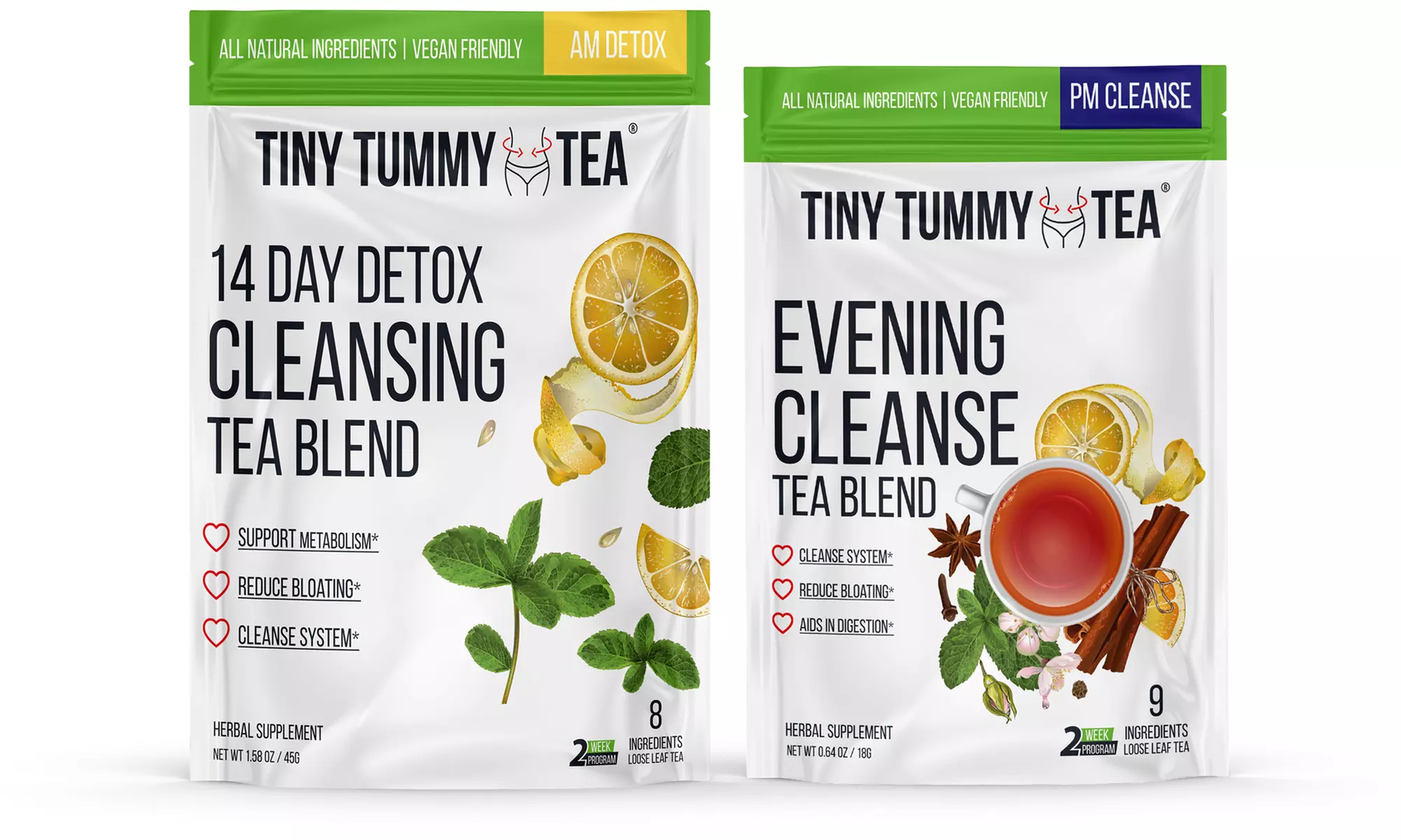 Tiny Tummy Tea Weight Loss Diet Cleanse and Detox Tea Set (2-Piece; 2-Week Supply) - Primary Image