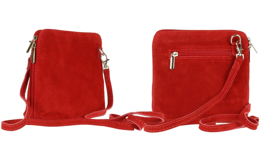 Image 41: Suede Leather Cross-Body Bag