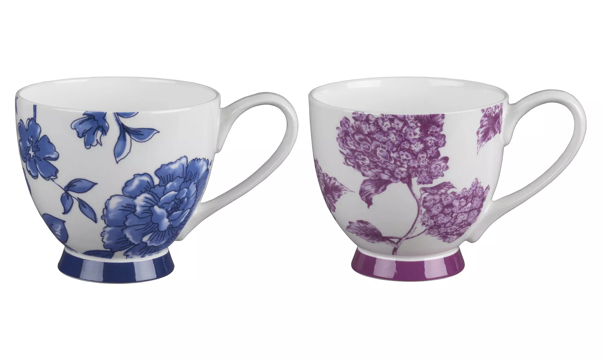 Set de 2 ou 4 tasses en porcelaine Portobello Sandringham Hydrangea ou Perla Bone - Primary Image